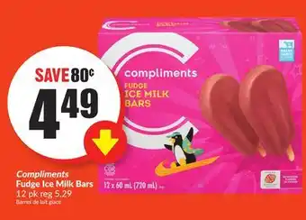 Chalo FreshCo Compliments Fudge Ice Milk Bars 12 pk offer