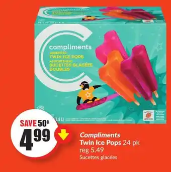 Chalo FreshCo Compliments Twin Ice Pops 24 pk offer