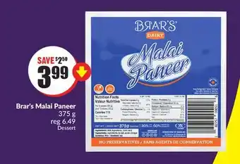 Chalo FreshCo Brar's Malai Paneer 375 g offer
