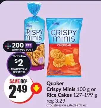 Chalo FreshCo Quaker Crispy Minis 100 g or Rice Cakes 127-199 g offer