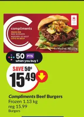 FreshCo Compliments Beef Burgers Frozen 1.13 kg offer