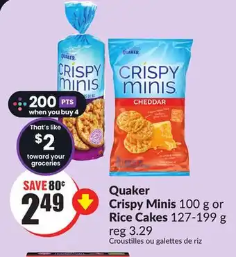 FreshCo Quaker Crispy Minis 100g or Rice Cakes offer