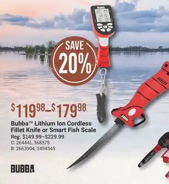 Bass Pro Bubba Lithium Ion Cordless Fillet Knife or Smart Fish Scale offer
