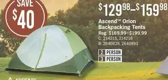 Ascend Orion Backpacking Tents