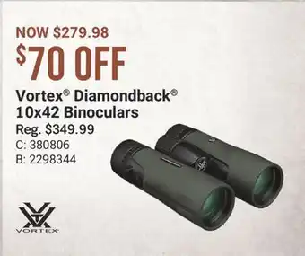 Bass Pro Vortex Diamondback 10x42 Binoculars offer