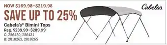 Bass Pro Cabela's Bimini Tops offer