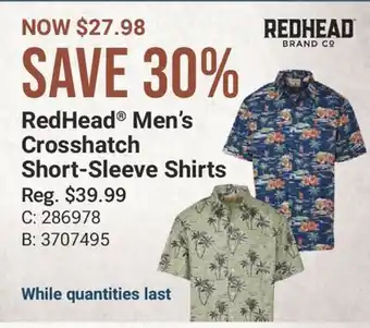 Bass Pro RedHead Men's Crosshatch Short-Sleeve Shirts offer
