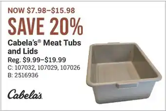 Bass Pro Cabela's Meat Tubs and Lids offer