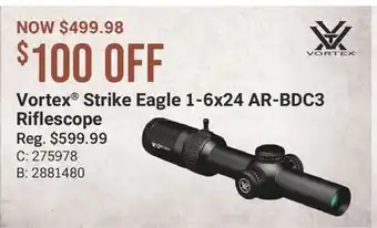 Bass Pro Vortex Strike Eagle 1-6x24 AR-BDC3 Riflescope offer