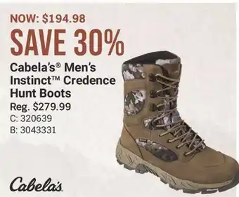 Bass Pro Cabela's Men's Instinct Credence Hunt Boots offer