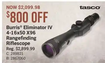 Burris Eliminator IV 4-16x50 X96 Rangefinding Riflescope