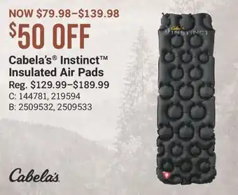 Bass Pro Cabela's Instinct Insulated Air Pads offer