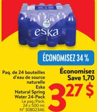 Walmart Eska Natural Spring Water 24-Pack offer