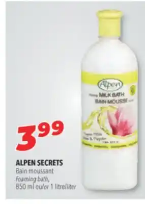 Familiprix ALPEN SECRETS Foaming bath, 850 ml or 1 litre offer