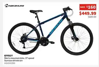 Sports Experts NAKAMURA Effect Men's mountain bike, 27 speed Sunrace drivetrain offer