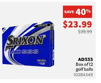 Sports Experts SRIXON AD333 Box of 12 Golf Balls offer