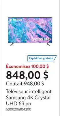 Walmart Téléviseur intelligent Samsung 4K Crystal UHD 65 po offer