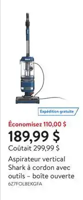 Walmart Aspirateur vertical Shark à cordon avec outils – boîte ouverte offer