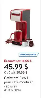Walmart Cafetière 2 en 1 pour café moulu et capsules offer