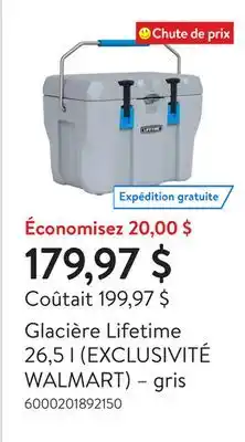 Walmart Glacière Lifetime 26,5 l (EXCLUSIVITÉ WALMART) – gris offer