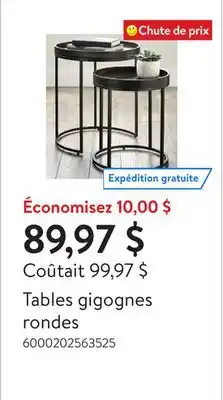 Walmart Tables gigognes rondes offer