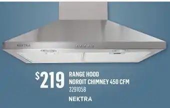 Canac NEKTRA RANGE HOOD NOROIT CHIMNEY 450 CFM offer
