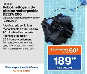 Patrick Morin DELTA 200 Rechargeable Robotic Pool Cleaner offer