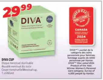 Familiprix DIVA CUP Reusable menstrual disc or Coupe Menstrual cup, 1 unit offer