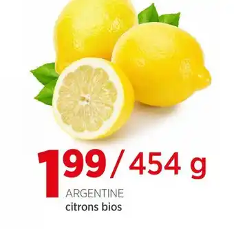Avril ARGENTINE Citrons bios offer