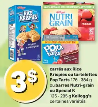 L'Intermarché CARRÉS AUX RICE KRISPIES OU TARTELETTES POP TARTS 176 - 384 G OU BARRES NUTRI-GRAIN OU SPECIAL K 125 - 295 G offer