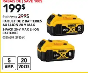 RONA DEWALT 2-PACK 20-V MAX LI-ION BATTERIES offer
