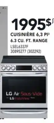 Réno Dépôt CUISINIÈRE 6,3 PI3 6.3 CU. FT. RANGE LG offer