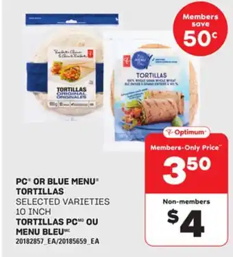 Independent Grocer PC OR BLUE MENU TORTILLAS, 10 INCH offer