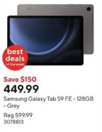 Staples Samsung Galaxy Tab S9 FE-128GB Grey offer