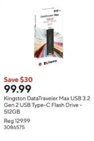 Staples Kingston DataTraveler Max USB 3.2 Gen 2 USB Type-C Flash Drive- 512GB offer