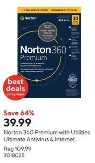 Staples Norton 360 Premium with Utilities Ultimate Antivirus & Internet offer