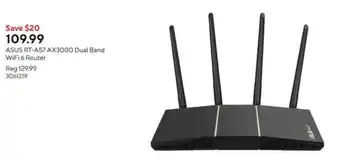Staples ASUS RT-A57 AX3000 Dual Band WiFi 6 Router offer