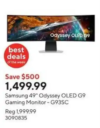Staples Samsung 49" Odyssey OLED G9 Gaming Monitor - G93SC offer