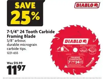 Home Hardware 7-1/4 24 Tooth Carbide Framing Blade offer