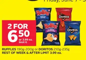 Rexall RUFFLES 190g-200g or DORITOS 210g-235g offer