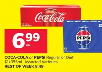 Rexall COCA-COLA or PEPSI Regular or Diet 12x355mL offer