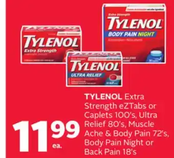 Rexall TYLENOL Extra Strength eZTabs or Caplets 100' s, Ultra Relief 80' s, Muscle Ache & Body Pain 72' s, Body Pain Night or Back P offer