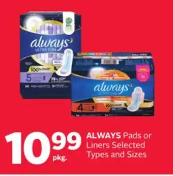 Rexall ALWAYS Pads or Liners offer