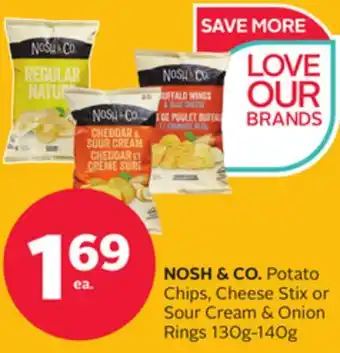 Rexall NOSH & CO. Potato Chips, Cheese Stix or Sour Cream & Onion Rings offer