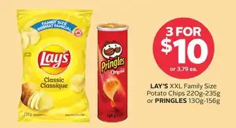 Rexall LAY'S XXL Family Size Potato Chips 220g-235g or PRINGLES 130g-156g offer