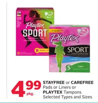 Rexall STAYFREE or CAREFREE Pads or Liners or PLAYTEX Tampons offer