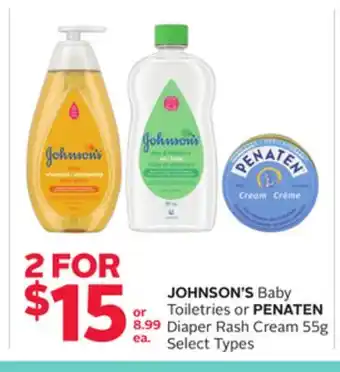 Rexall JOHNSON'S Baby Toiletries or PENATEN Diaper Rash Cream offer