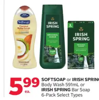 Rexall SOFTSOAP or IRISH SPRING Body Wash 591mL or IRISH SPRING Bar Soap 6-Pack offer