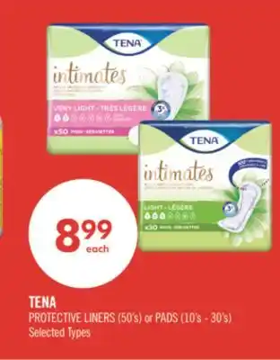 Shoppers Drug Mart TENA PROTECTIVE LINERS (50's) or PADS (10's - 30's) offer