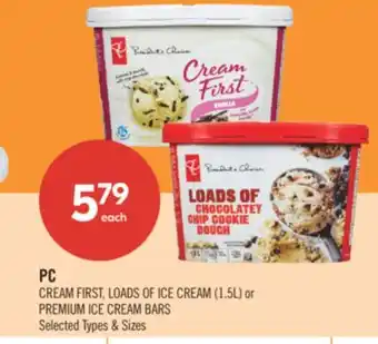 Shoppers Drug Mart PC CREAM FIRST, LOADS OF ICE CREAM (1.5L) or PREMIUM ICE CREAM BARS offer